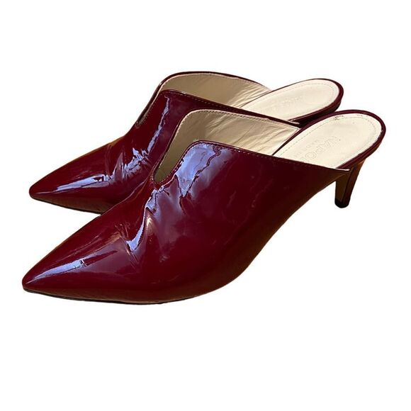 Napoleoni Shoes - Napoleoni Glossy Patent Leather Heeled Mules Maroon Red Italy Sz. 39 (US 8.5)